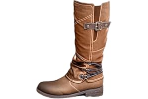 Lausiuoe Cowboy Boots For Women Wide Calf Wide Foot Knee High Western Cowgirl Style Embroidered Chunky Heel Fashion Boot