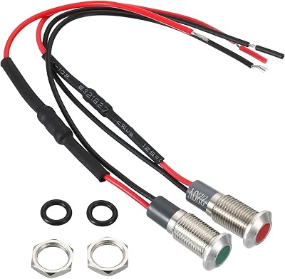 PATIKIL 8mm AC 220V LED Indicator Lights Panel Mount Waterproof Signal Red