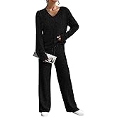 TIYOMI Plus Size Suits For Women 2 Piece Outfits Sweater Top & Wide Leg Pants XL-5XL