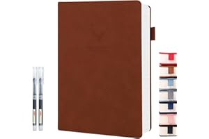 UIRIO Graph Paper Notebook (Brown) - A5 Grid Notebook Quad Ruled - 360 Pages 100 GSM Thick Graphing Paper - Hardcover Leather