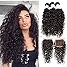 Perstar Water Wave Hair Bundles with Closure Brazilian Virgin Hair Bundles with Closure Unprocessed Virgin Human Hair Curly Bundles with Closure Water Wave Human Hair Bundles with Closure 22