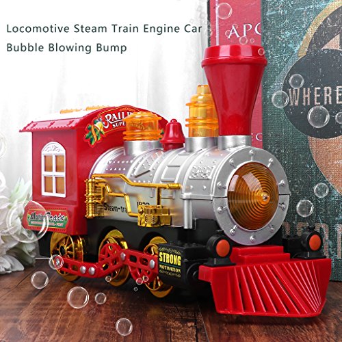 Shoresu Bubble Train, Bubble Blowing Toy Train Battery Powered Locomotive Engine with Light and Music