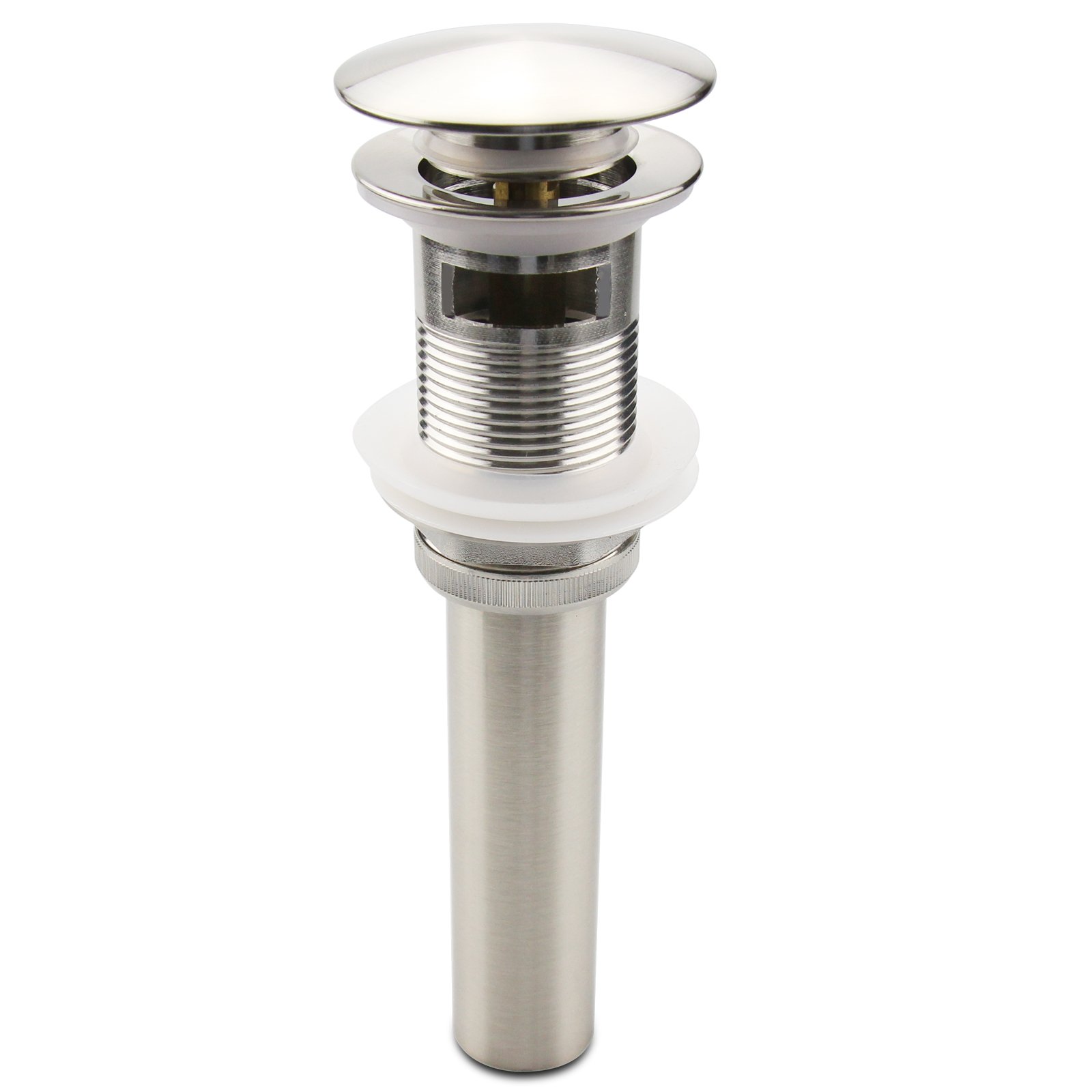 Brushed Nickel Pop Up Sink Drain with Overflow, Bathroom Faucet Vessel Sink Drain Stopper