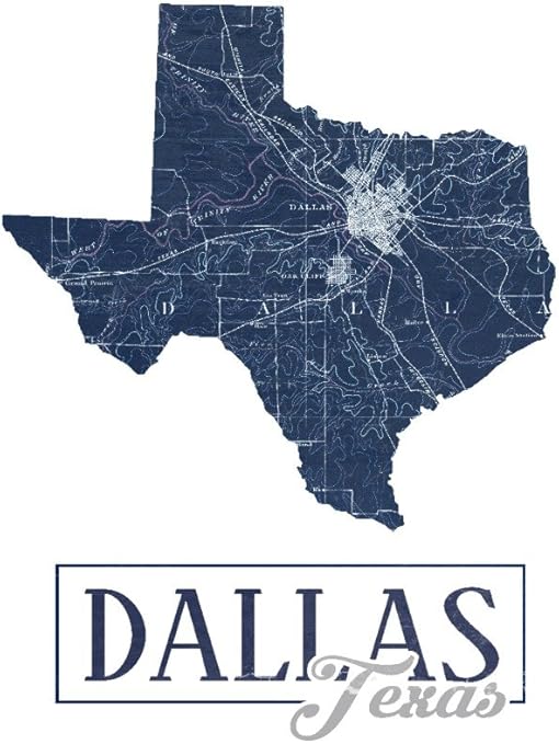 Amazon テキサス州ダラス州 地図と市 州 アウトライン 24 X 36