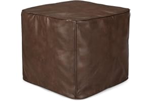 ROTOT Ottoman Pouf Square Shape, Foot Rest Faux PU Leather, Unstuffed Bean Bag Shell for Storage Solution, Hassock Pouffe Decoration for Living Room Balcony Office Outdoor (Chest Nut)