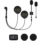 LEXIN Pulse Motorcycle Helmet Speakers with Boom&amp;Button Mics, 40mm Crystal Clear Loud Speakers with Deep Bass, DSP&amp;CVC Noise Cancellation, Type-C Connector, for B4FM/GTX/G2P/G16/G1/MeshCom/Novus
