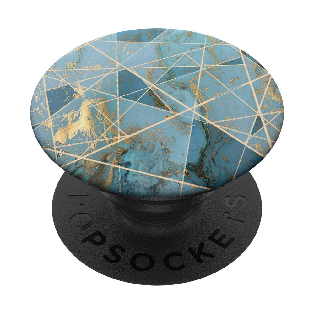 Classy Blue & Teal Abstract Geometric Lines Watercolor Art PopSockets PopGrip: Swappable Grip for Phones & Tablets