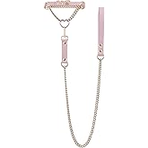 ADEMISHIA Heart O-ring Leather Choker Necklace For Women, Punk Gothic Black/Pink Slip Chain Necklace with Vegan Leather Swivel Clasp