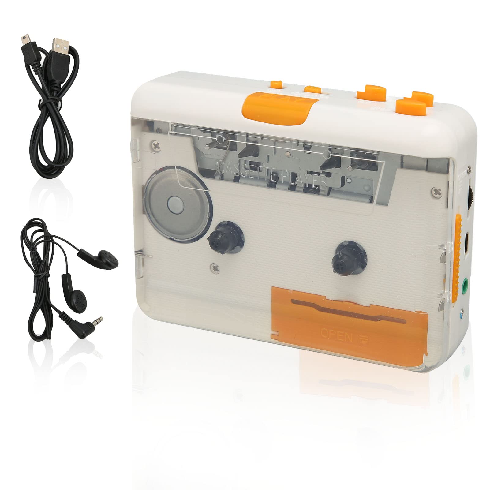 Annadue Cassette Player, USB Cassette Converter, Support Plug and Play, Portable MP3 Music Tape Player with Earphone, Compatible for Laptop/Computers IOS Pod PC