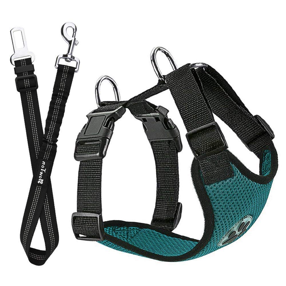 SlowTon Dog Car Harness Seatbelt Set, Pet Vest Harness with Safety Seat