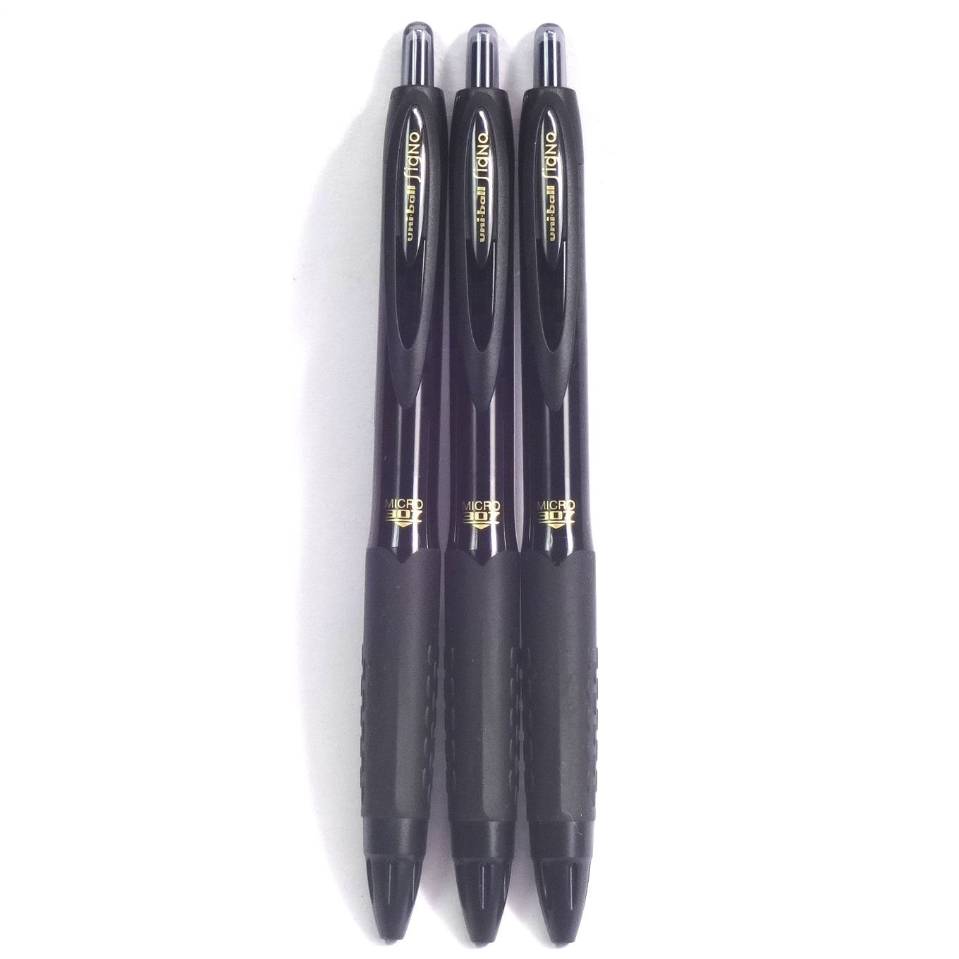 Photo 1 of Uni-ball Signo 307 Gel Ink Pen Black (UMN30705.24), 0.5 mm, 3 pens per Pack (Japan Import) [Komainu-Dou Original Package]
