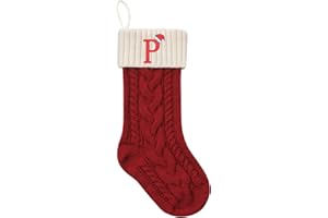 GUCCDE Christmas Stockings with Initials, Personalized Embroidered Monogram 18 Inches Knitted Christmas Stockings Fireplace Xmas Stockings for Kids,Family Holiday Party Decoration Red and White Letter N