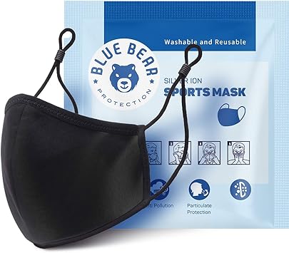 Amazon Com Blue Bear Protection Sports Mask Sports Face Mask Adjustable Face Mask Reusable Washable Face Masks Face Mask Sports Pack Of 1 Black Clothing