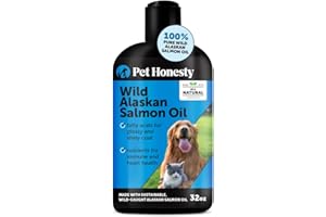 PET HONESTY Wild Alaskan Salmon Oil, Omega-3 Fish Oil for Dogs and Cats, Fatty Acids, Salmon Oil for Dogs, Skin and Coat Health, Pure Dog Food Topper, Supports Joints, Brain & Heart Health - 32oz