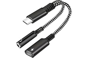 SHERAF USB c to 3.5mm Headphone and Charger Adapter,2 in 1 USB C to Aux Audio Jack with PD Fast Charging Dongle Cable Cord for iPhone 15/15 Pro Max,Galaxy S23/S22/S21 Ultra, iPad Pro