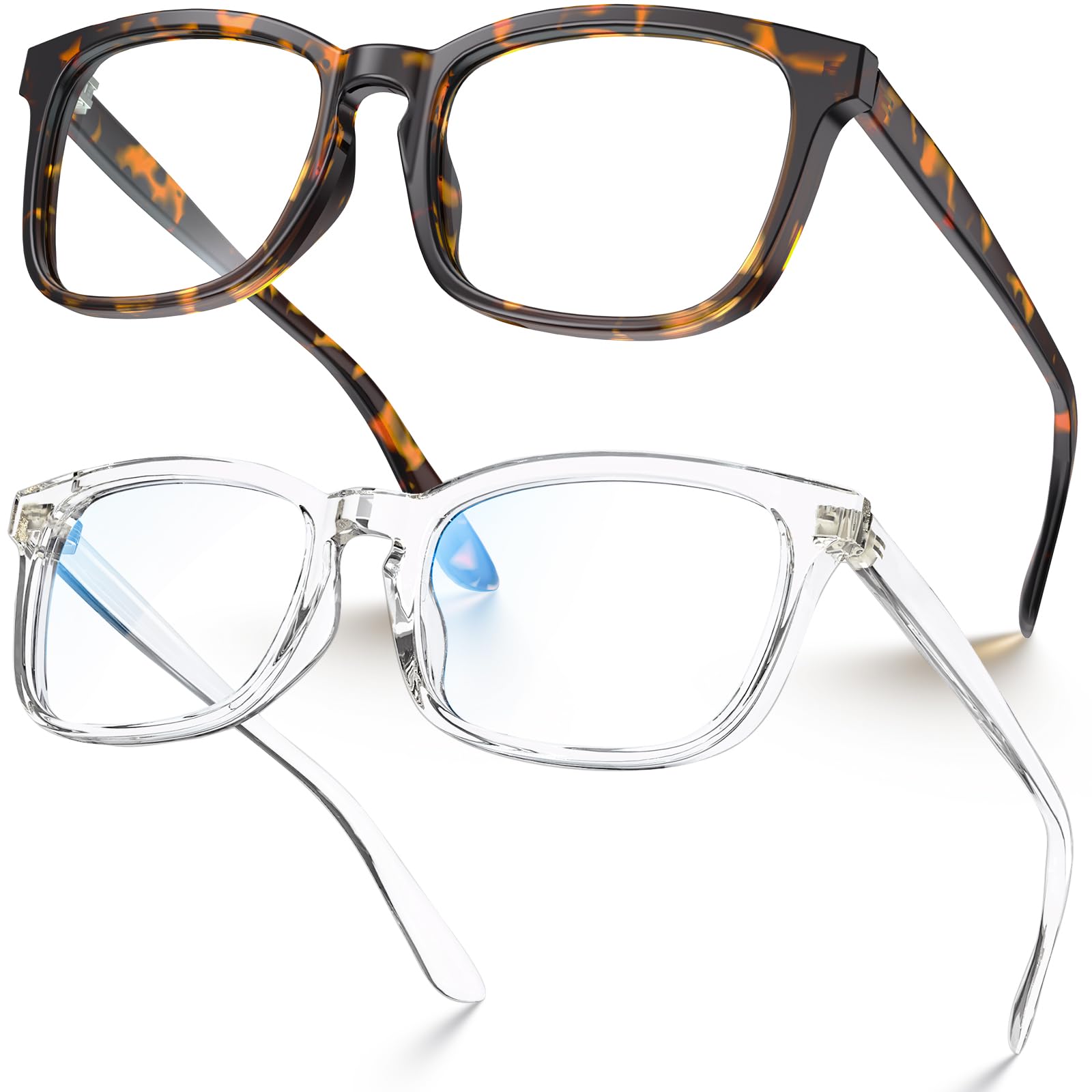 Photo 1 of VISOONE 2 Pack Blue Light Blocking Glasses Square with Anti Computer Glare for Gaming Women and Men