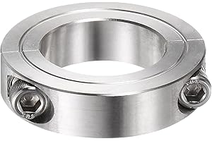 HARFINGTON Shaft Collar for 1-1/4" Rod 2-1/16" OD 1/2" Width 304 Stainless Steel Double Split Axle Clamp-On Collar with Set Screw