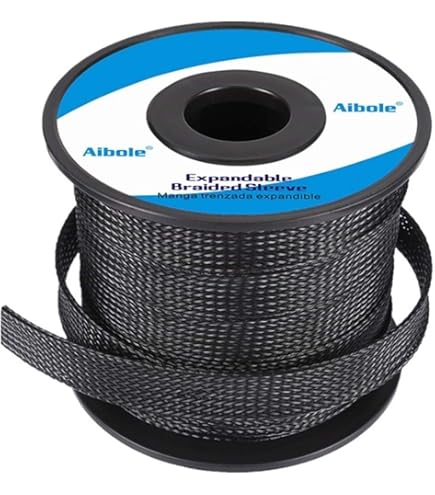 Braided Wire Loom 50 FT 1/8" Black Expandable Braided Cable Sleeving - Wire Loom Tubing For Organizing Cable Management Sleeve Black - Foto 10