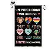 Hafhue In This House We Believe Garden Flag, 12 x 18 Inch Double Sided Farmhouse Holiday Yard Garden Lawn Decoration Flag, Hate Has No Home Here Flag, Equality Ally Yard Flag Gift for Family Friend