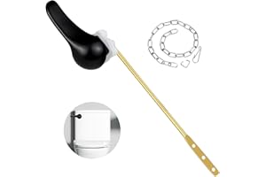 Hidnvefen Toilet Handle Replacement Kit Universal Toilet Flush Handle, Zinc Alloy Toilet Tank Trip Lever with H2 Brass Arm, Compatible with American Standard/Mansfield Toilet, Black