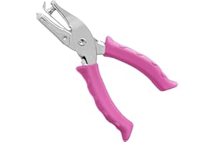 Single Hole Punch 1/4” Paper Hole Puncher for Crafts, One Hole Punch with Pink Soft Grip Handle, Small Holepunch for Kids and