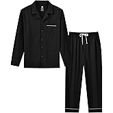 Mens Pajamas Set Soft Cotton Notched Collared Pjs for Men Long Sleeve Men's Sleepwear Loungewear Pyjama Homme