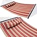 ZENY Hammock Quilted Fabric Hmmock with Pillow, Double Hammock with Wood Spreader Bar Heavy Duty,Outdoor,Garden Hammock, Camping Hammock