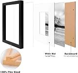 EGOFINE 10x10 Photo Frame Set of 4 Black Solid Wood 6x6 Mat or 10x10 view 6