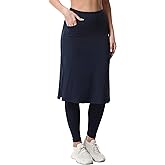 HOKOYI Women's Modest Long Skirt with Attached Leggings Pockets Midi Cover Up Workout Skirted Capris