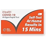 iHealth COVID-19 Antigen Rapid Test, 1 Pack, 5 Tests Total, FDA EUA Authorized OTC at-Home Self Test, Results in 15 Minutes w