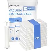 10 Jumbo Vacuum Storage Bags, Vacuum Seal Bags for Clothing, Pillows, Comforters, Blankets, Space Saver Bags with Hand Pump