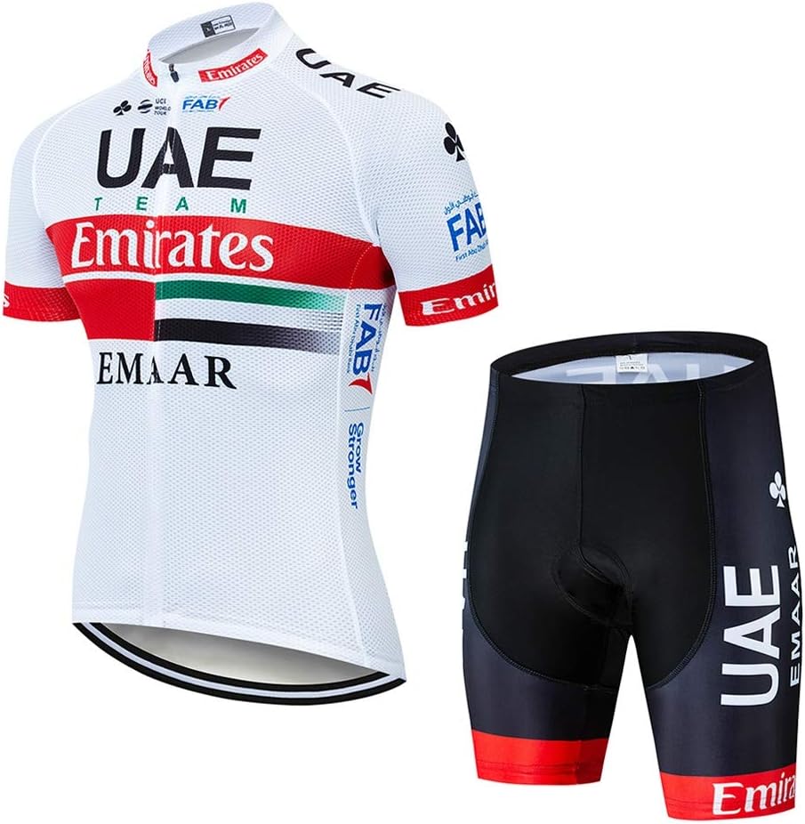 FMHAO Men's Cycling Jersey Set Breathable Short Sleeve Bike Jersey with 3D Gel Pad Bib Shorts Mountain Road Bike Team Clothing