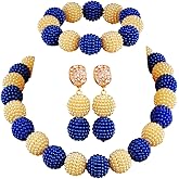 aczuv Nigerian Wedding African Beads Jewelry Set Women Simulated Pearl Necklace and Earrings