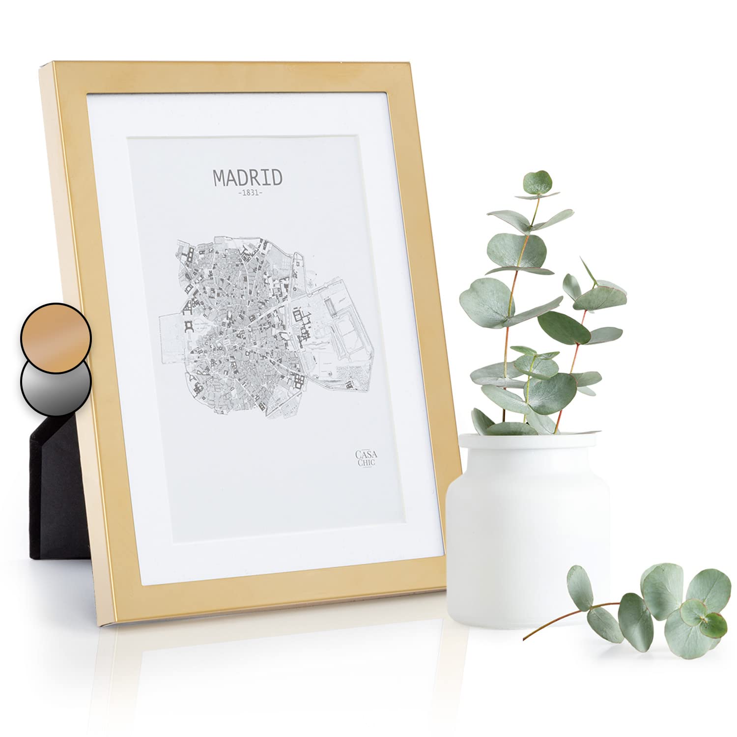 Elegance by Casa Chic - Gold Plated Metal Photo Frame - 5x7 inch with 6x4 inch Picture Mount - Glass Front