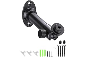 Etour Mic Wall Mount Bracket with Ball Head - 180° & 360° Swivel, 5/8"-27 Microphone Flange Mount with 1/4" and 3/8" Screw Ad