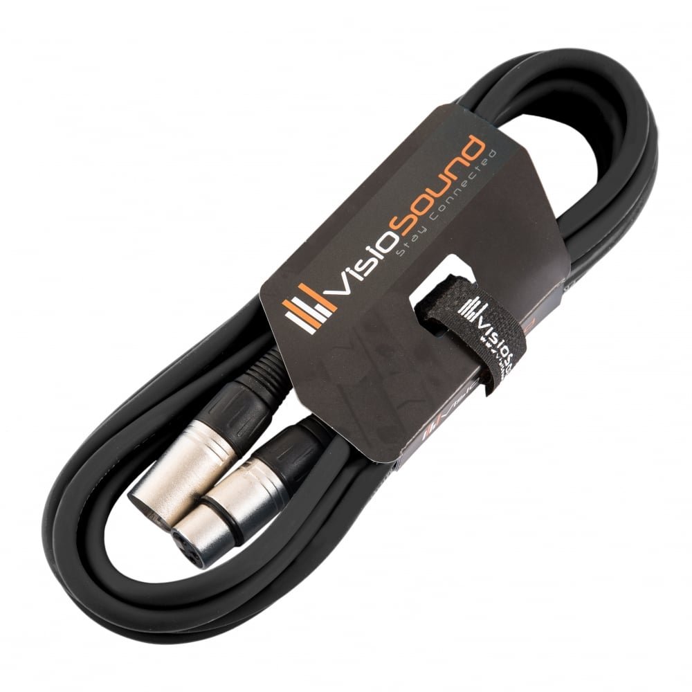 VisioSound Male to Female XLR Mic Lead/Balanced Microphone/Mic Patch Cable / 7 Colours 3m Black