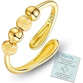 HEEYA Anxiety Rings for Women,Sterling Silver Rings to my Daughter,Adjustable Stress Spinner Ring with Beads,Anxiety Fidget Ring for Women,Thumb Jewelry for Birthday,Christmas with Gift Card