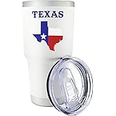 Palm City Products Premium 30 oz Texas Tumbler with Slider Lid | White Stainless Steel Insulated Cup | Texas Map & Flag | Ideal for Hot & Cold Drinks | Excellent Souvenirs & Gifts for Texans