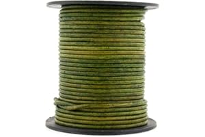 Xsotica-Dye Round Leather Cords -1.5mm Leather Cord Bracelets Necklace & Jewellery Making (Green Moss, 100 Meter(109 Yard))