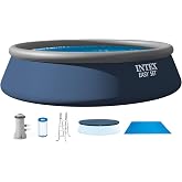 INTEX Easy Set 15ft x 42in Inflatable Ring Above Ground Pool Set w/Pump | 26165VM - 1000 GPH Cartridge Filter Pump, Ladder, Pool Cover &amp; Ground Cloth Included