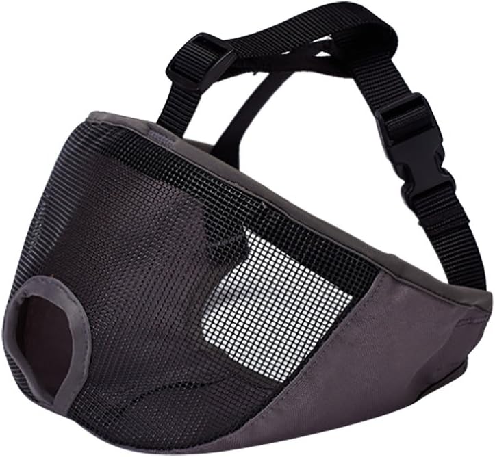 Yunt Adjustable Short Snout Dog Muzzles Breathable Anti-barking Anti-biting Dog Mouth Mask for Bulldogs, Pugs, Pekingese (M,Gray)