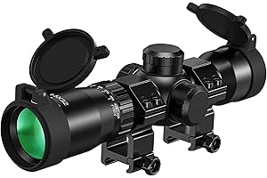 CVLIFE 1.5-5x32 Crossbow Scope, 20-100 Yards Etched Glass Ballistic Reticle, Red Green Illuminated Crossbow Scope for Hunting