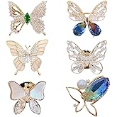Crystal Rhinestone Butterfly brooch Pins Vintage Ribbon Bowknot Pearl Lapel Pins for Woman Girls