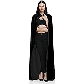 Ammiko Velvet Cape Unisex Cloak with Hood Halloween Costume Hooded Cloak Adult Vampire Witch Cape for Women Men