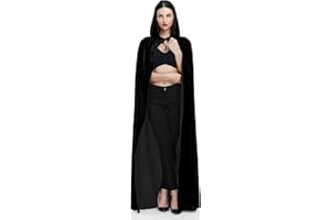 Ammiko Velvet Cape Unisex Cloak with Hood Halloween Costume Hooded Cloak Adult Vampire Witch Cape for Women Men