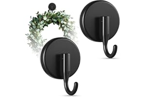 OUTXE Suction Cup Wreath Hanger, Upgraded Reef Hook for Front Door/Glass Window/Over Door, Christmas/Thanksgiving/Halloween/July 4th/Easter/Valentine/Spring/Summer/Fall (Black, 2-Pack)