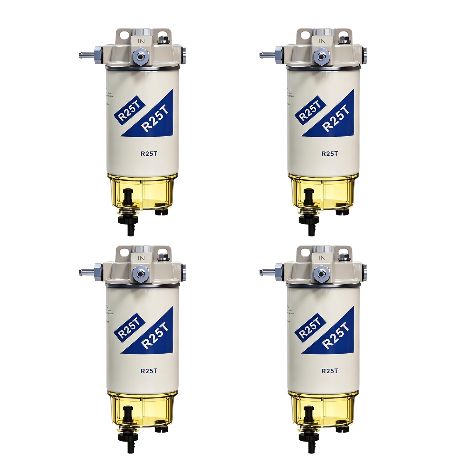 Photo 1 of iFJF R25T Fuel Filter/Water Separator Assembly Replacement for 245R Series Diesel Engine 10 Micron with 2 Fittings Replaces WK940/38X 20386081 33771 4 Packs