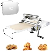 12"Manual Dough Sheeter Machine, Foldable Stainless Steel Dough Roller with Adjustable Thickness, Pastry &amp; Croissant Dough Laminator for Pizza, Pasta, Bakery &amp; Home Use