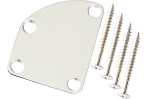 Metallor Electric Guitar Neck Plate Curved Cutaway Semi Round Neck Joint Back Mounting Plate 4 Holes with Screws Compatible with Stratocaster Telecaster Style Guitar Bass Parts Replacement