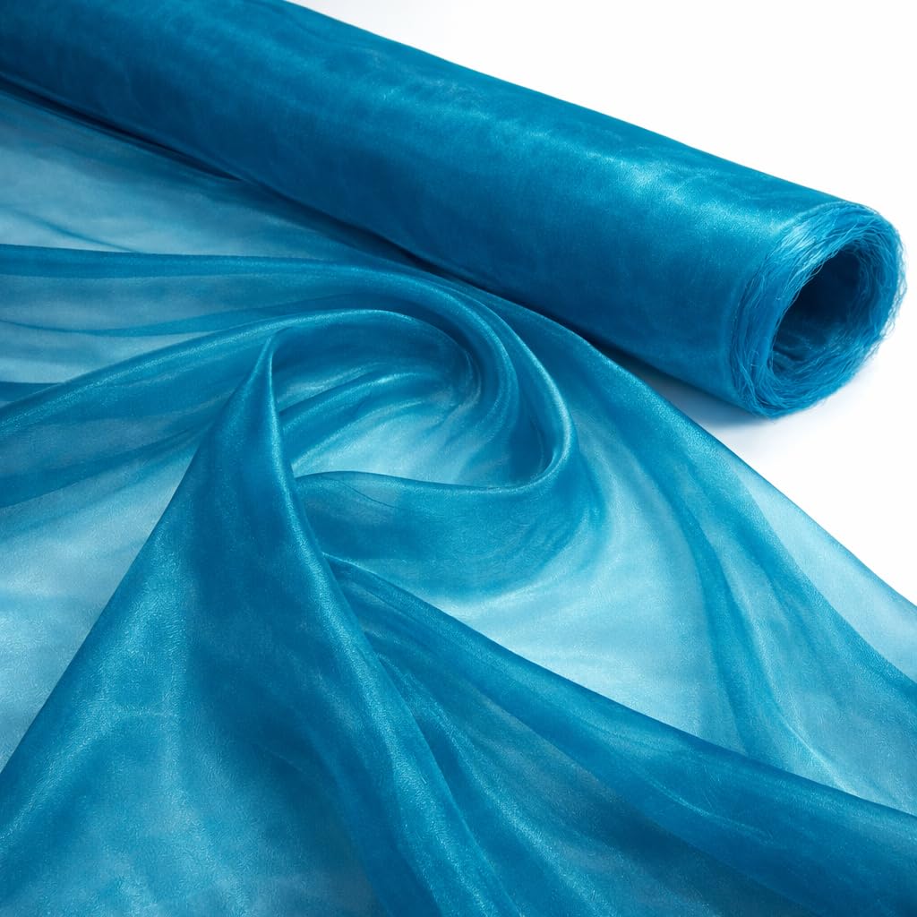 Midland Textiles Peacock 5 Meter Plain Sheer Lightweight Organza Voile Drape Curtain, Wedding, Chair Sash Fabric 150cm Wide